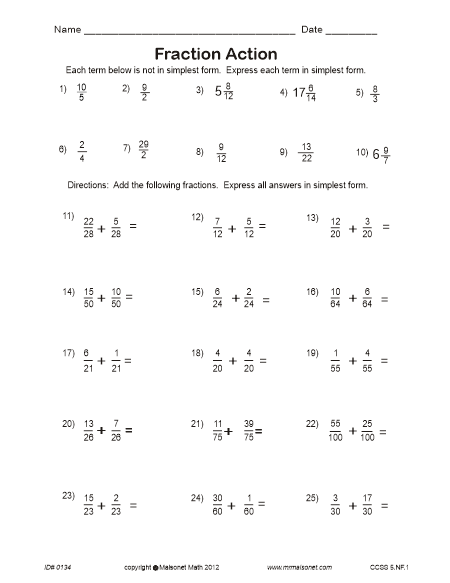 Adding Fractions - C